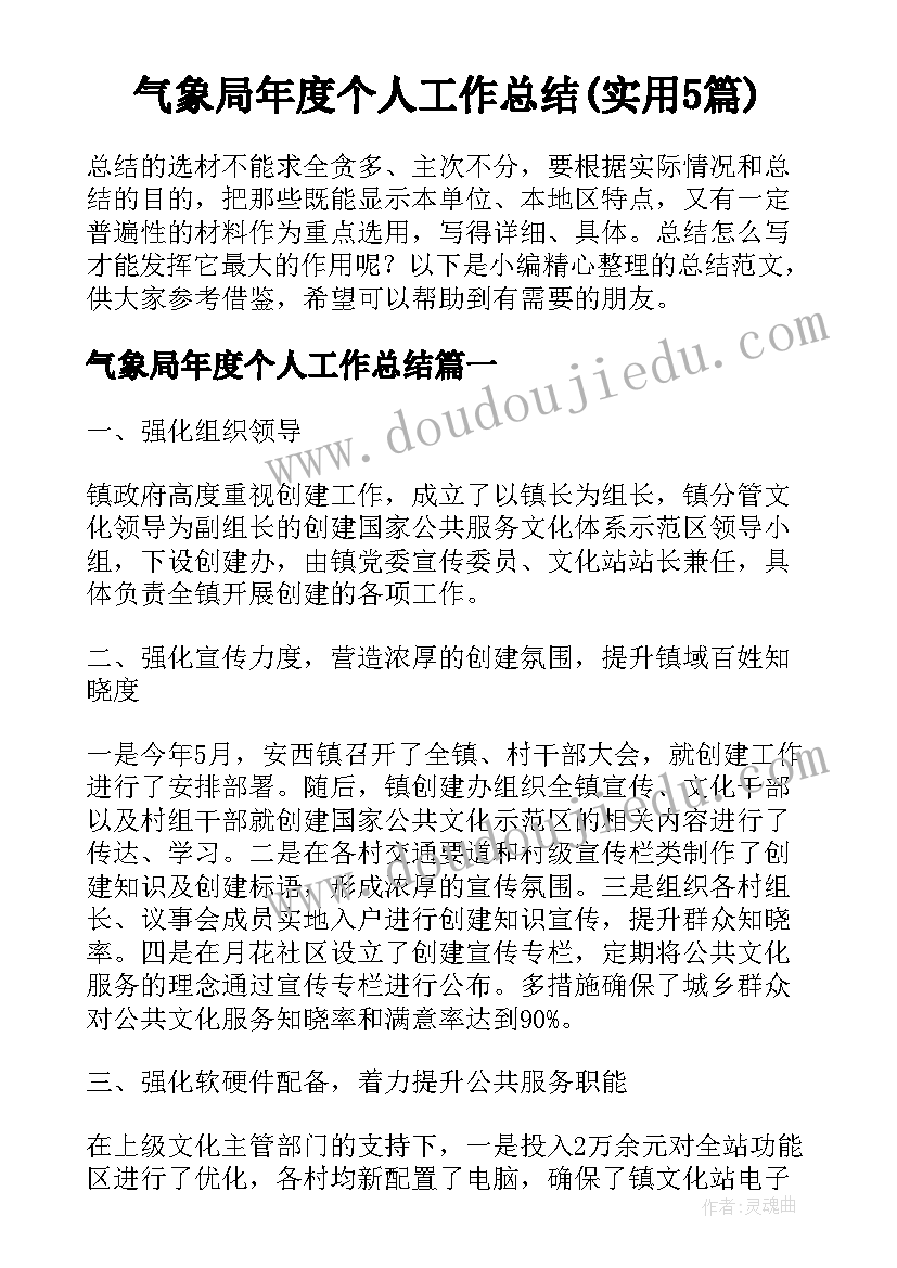 气象局年度个人工作总结(实用5篇)