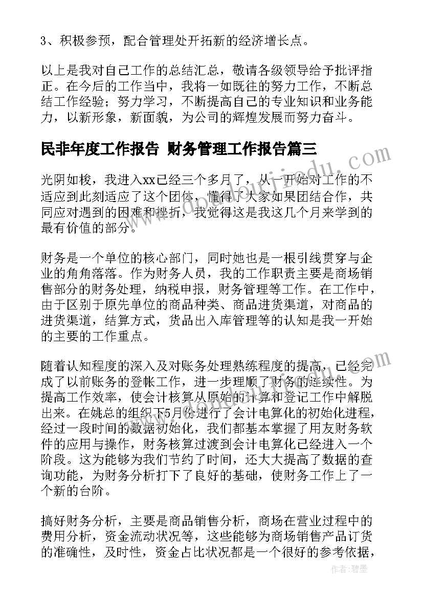 最新民非年度工作报告 财务管理工作报告(精选8篇)