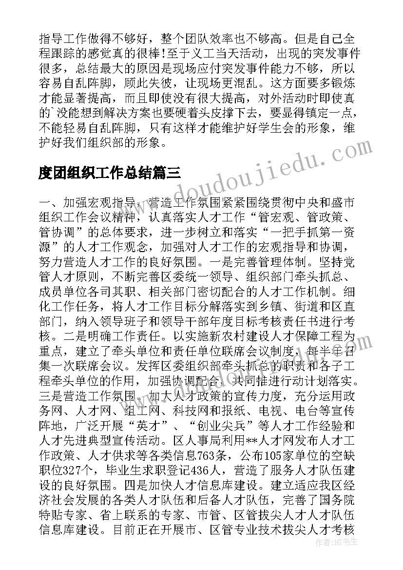 2023年度团组织工作总结(模板10篇)