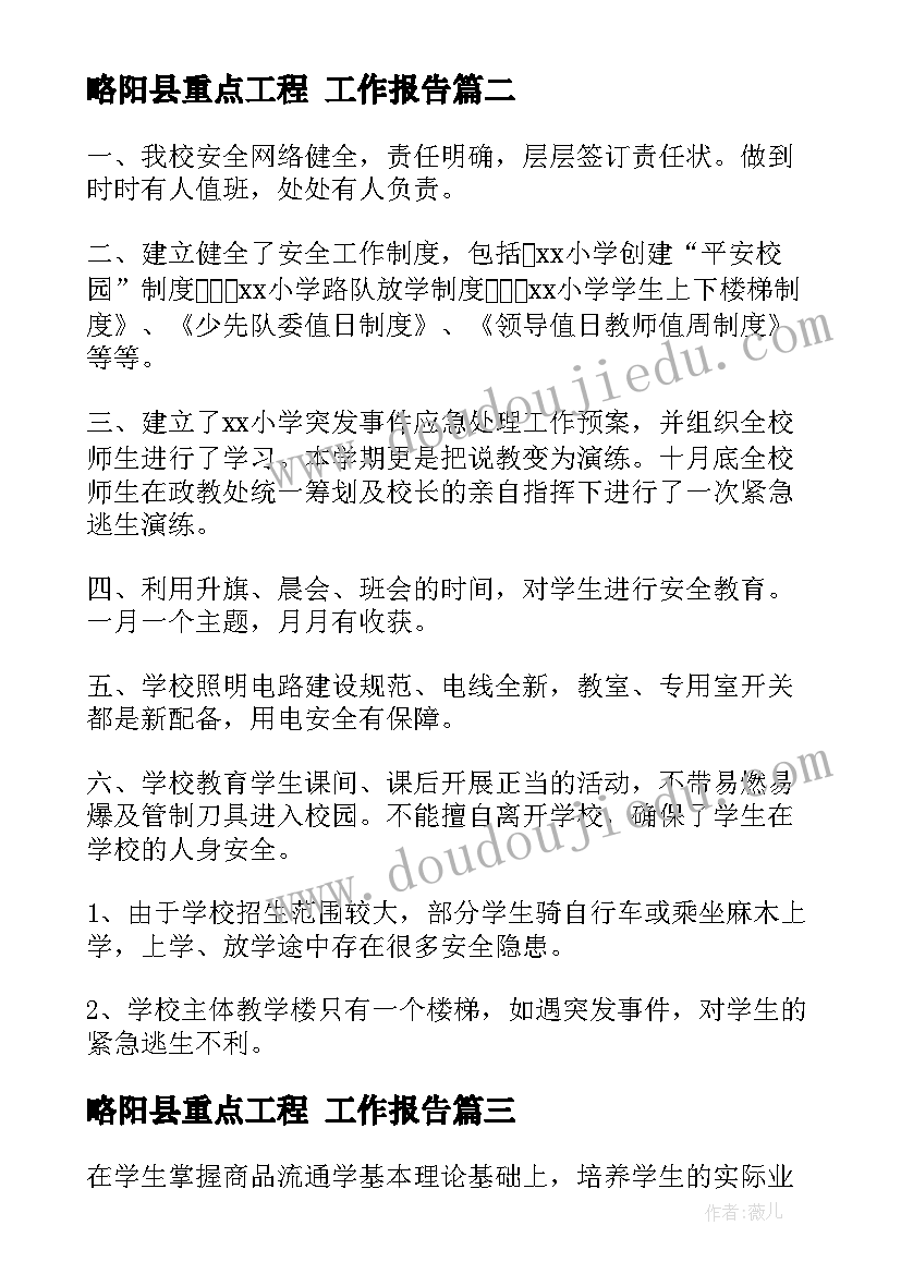 2023年略阳县重点工程 工作报告(模板9篇)