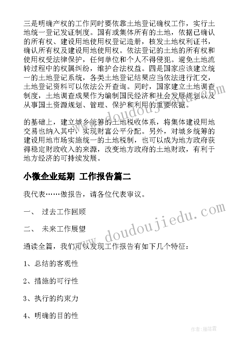 2023年小微企业延期 工作报告(汇总5篇)