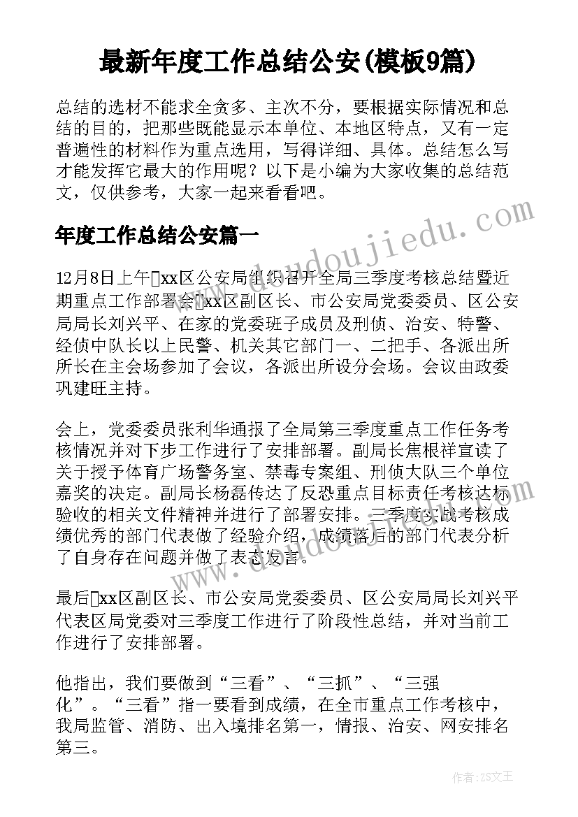 最新年度工作总结公安(模板9篇)