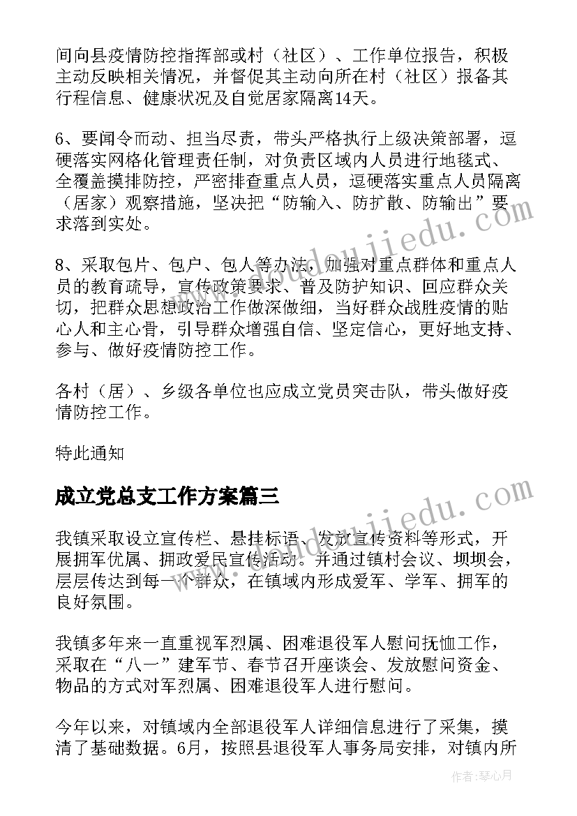 最新成立党总支工作方案(精选7篇)