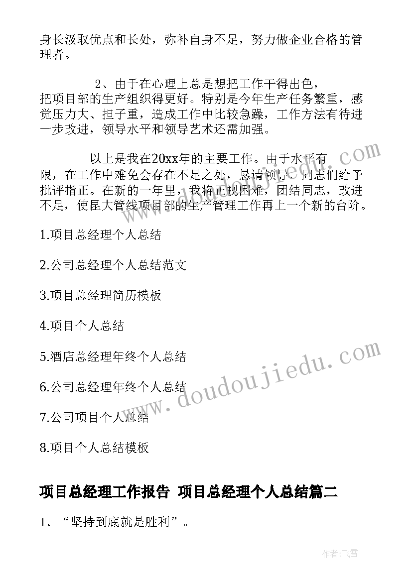 最新项目总经理工作报告 项目总经理个人总结(优秀10篇)