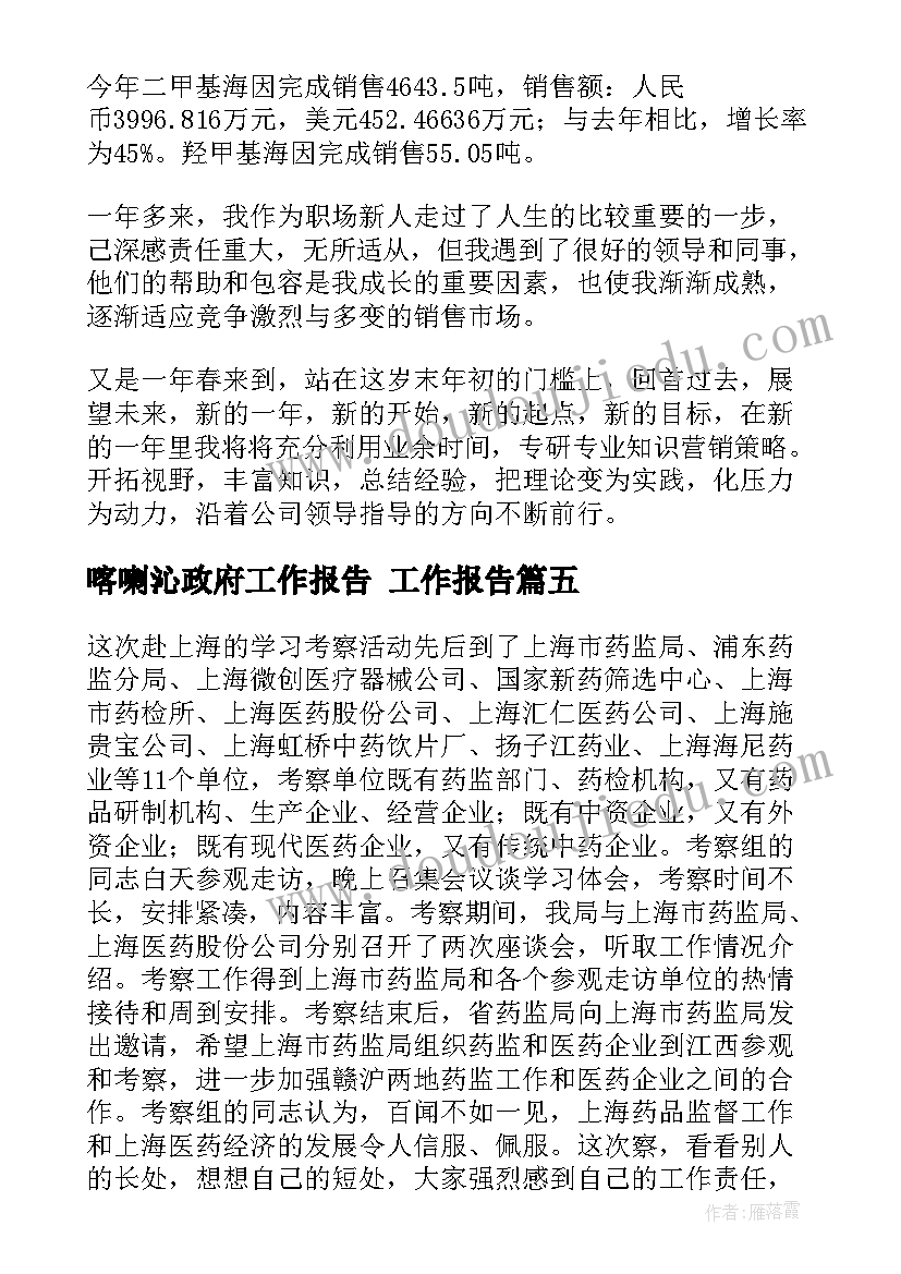 2023年喀喇沁政府工作报告 工作报告(优秀5篇)