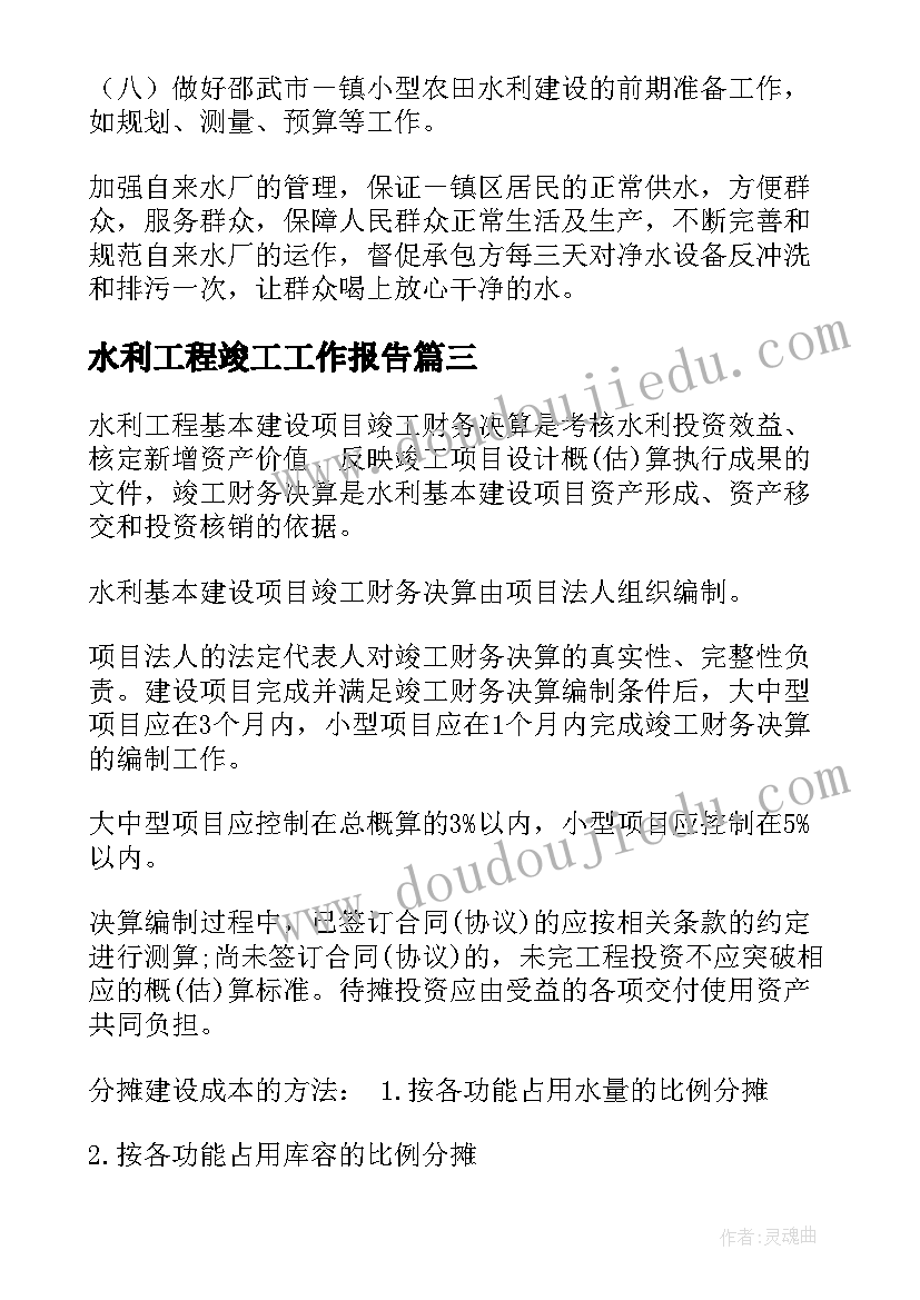 2023年水利工程竣工工作报告(精选9篇)