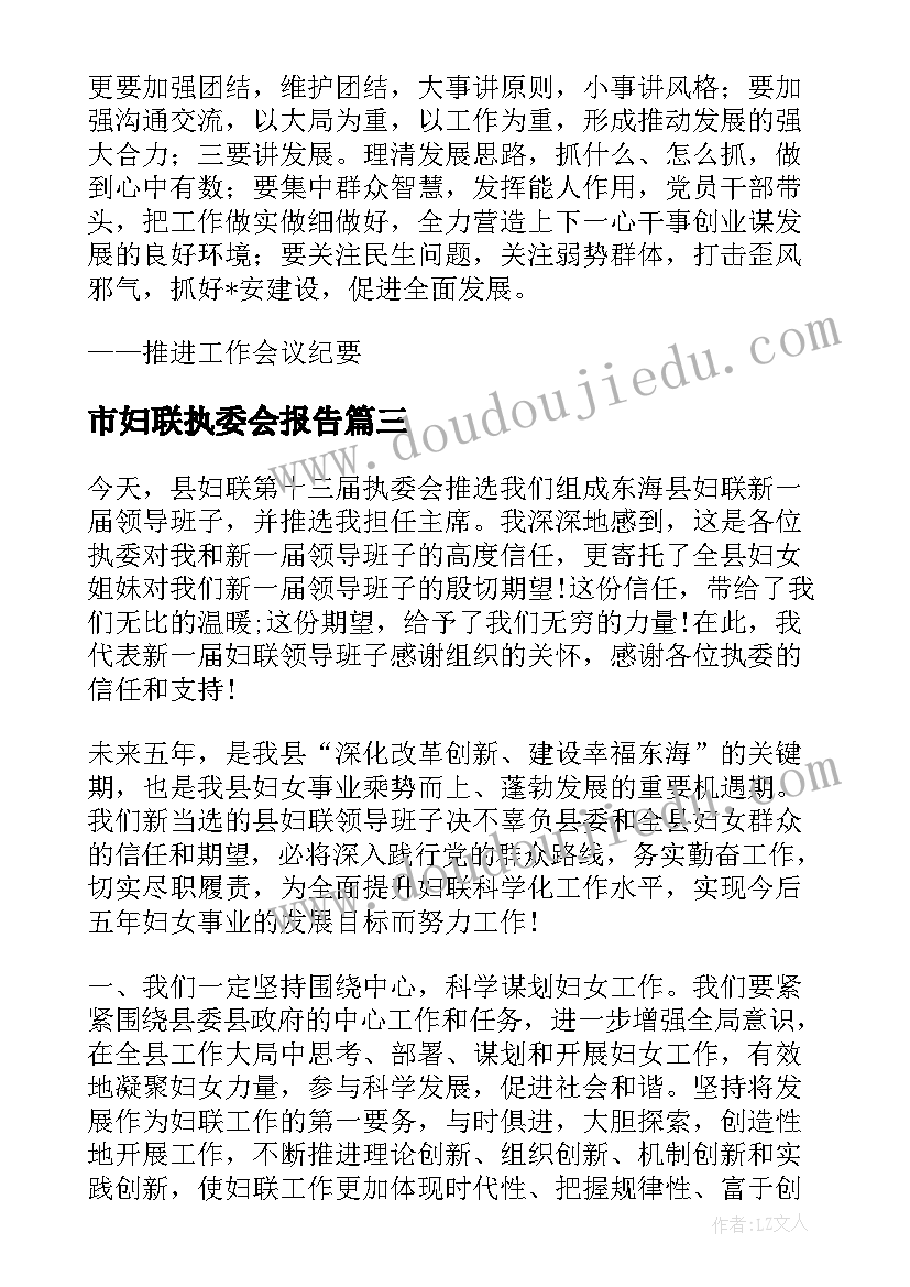 市妇联执委会报告(大全5篇)