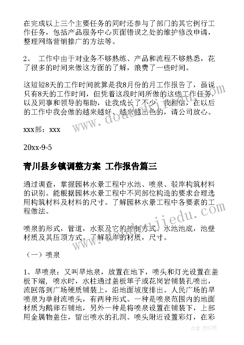 青川县乡镇调整方案 工作报告(大全10篇)