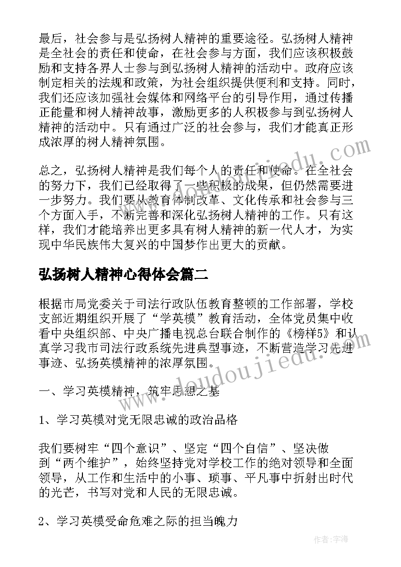 弘扬树人精神心得体会(大全8篇)