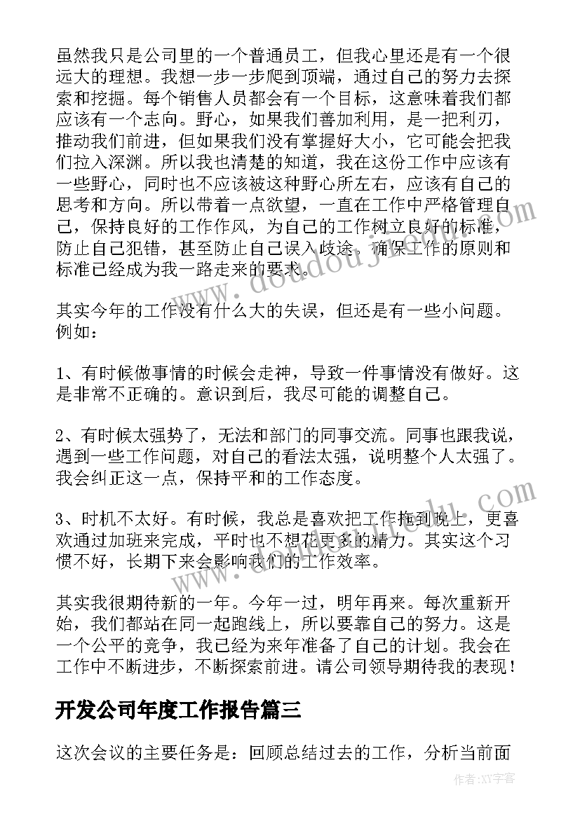 开发公司年度工作报告 年度工作报告(通用6篇)