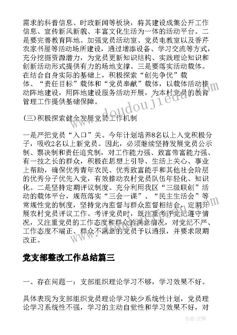 党支部整改工作总结 党支部委员整改措施(通用5篇)