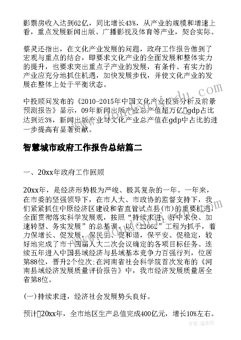 智慧城市政府工作报告总结(模板6篇)