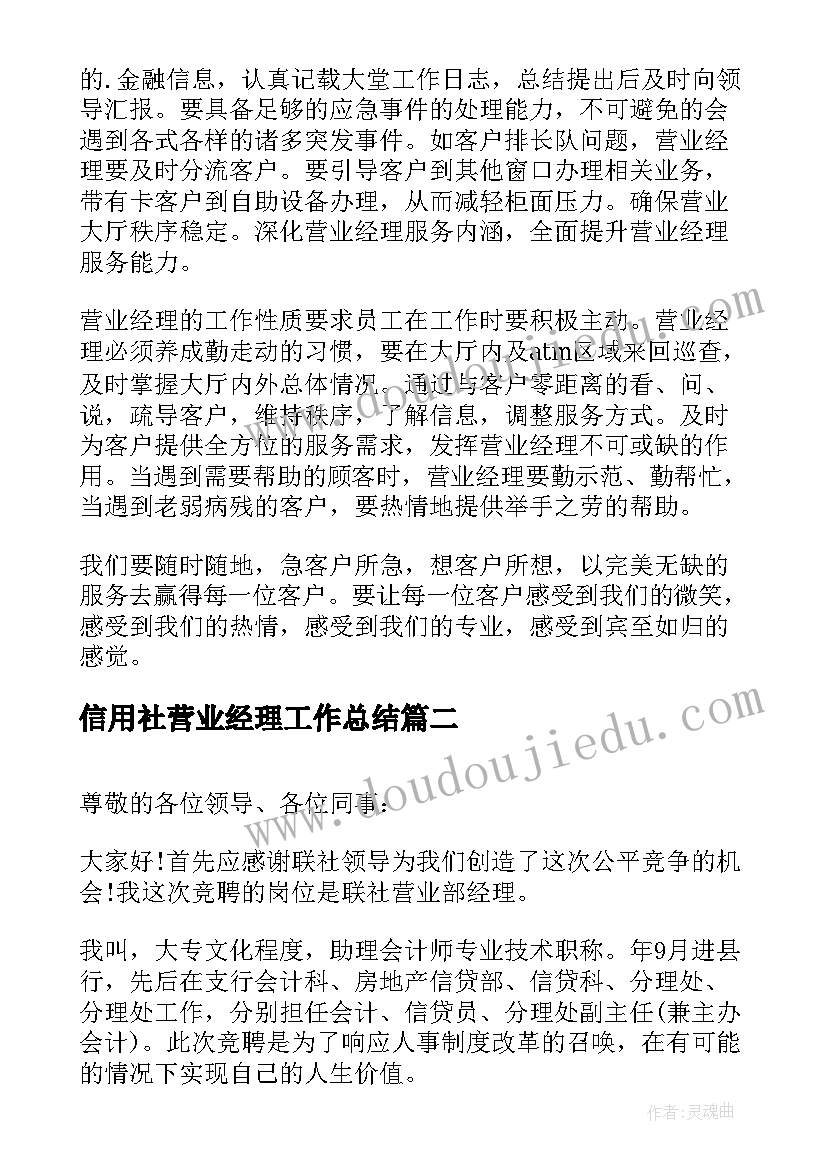 2023年信用社营业经理工作总结 银行营业经理工作总结(汇总7篇)