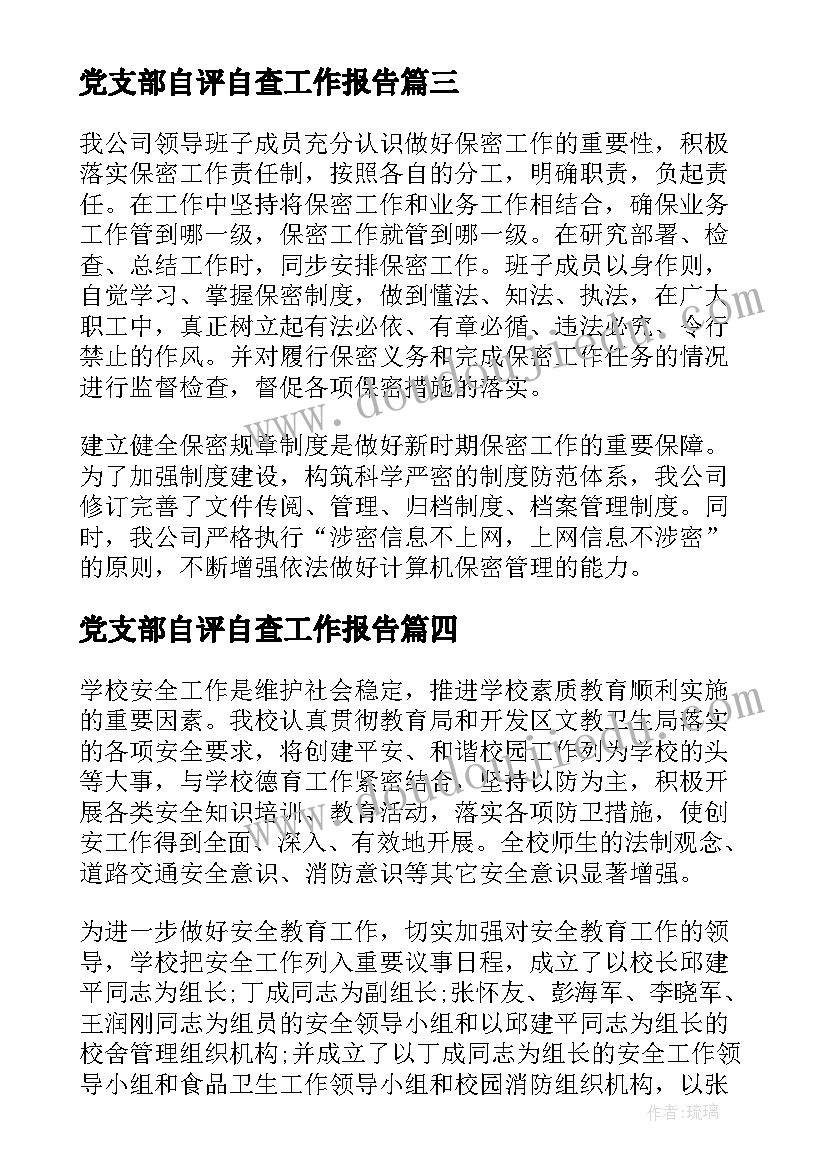 2023年党支部自评自查工作报告(优质9篇)