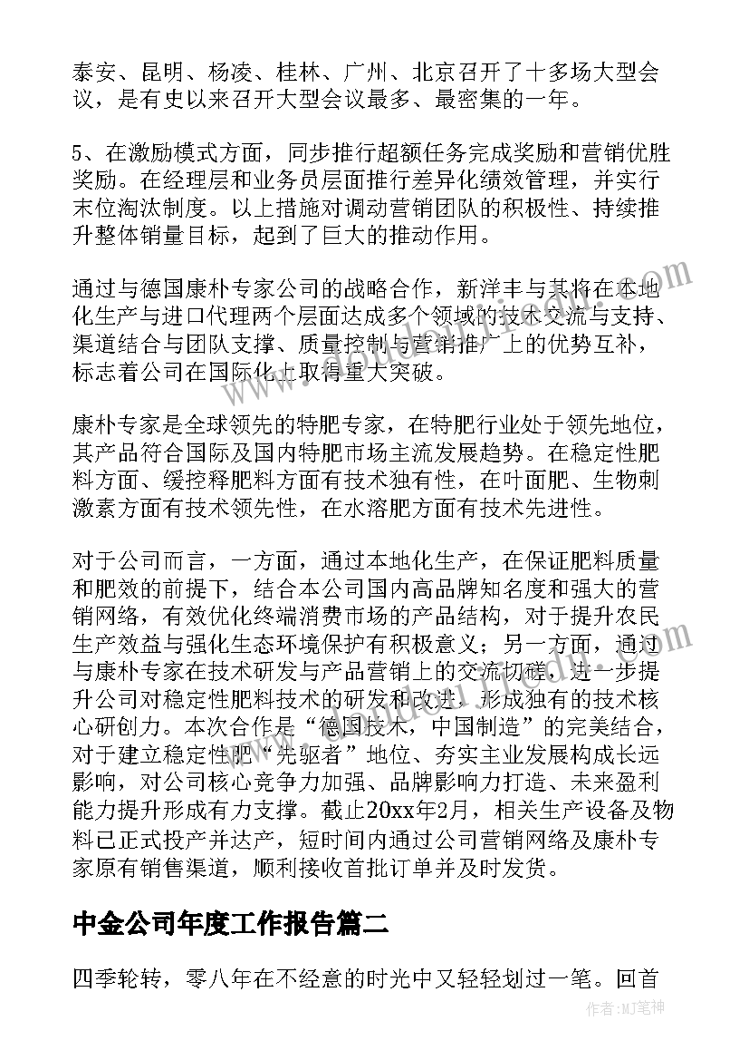 最新中金公司年度工作报告 公司年度工作报告(汇总5篇)