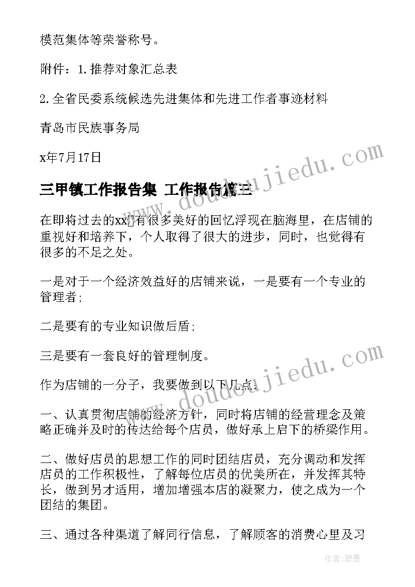 2023年三甲镇工作报告集 工作报告(精选5篇)