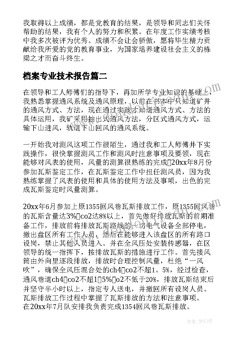 档案专业技术报告 专业技术工作报告(优质5篇)