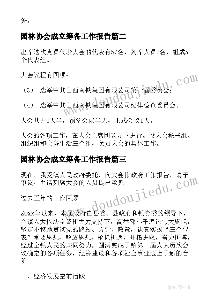 2023年园林协会成立筹备工作报告(模板9篇)