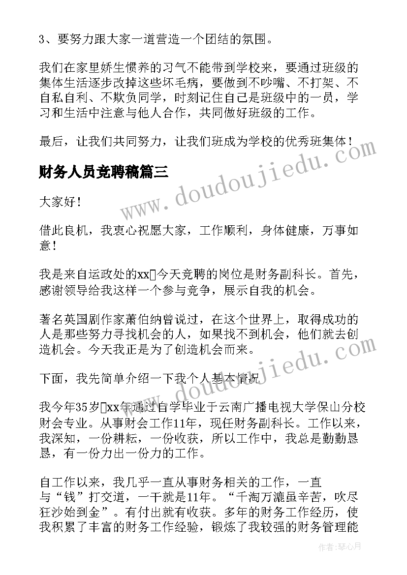 2023年财务人员竞聘稿(精选6篇)