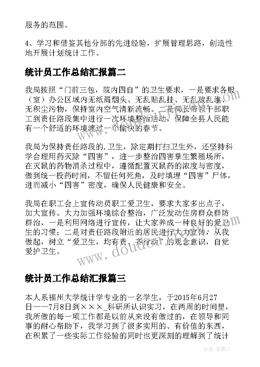 统计员工作总结汇报(精选10篇)