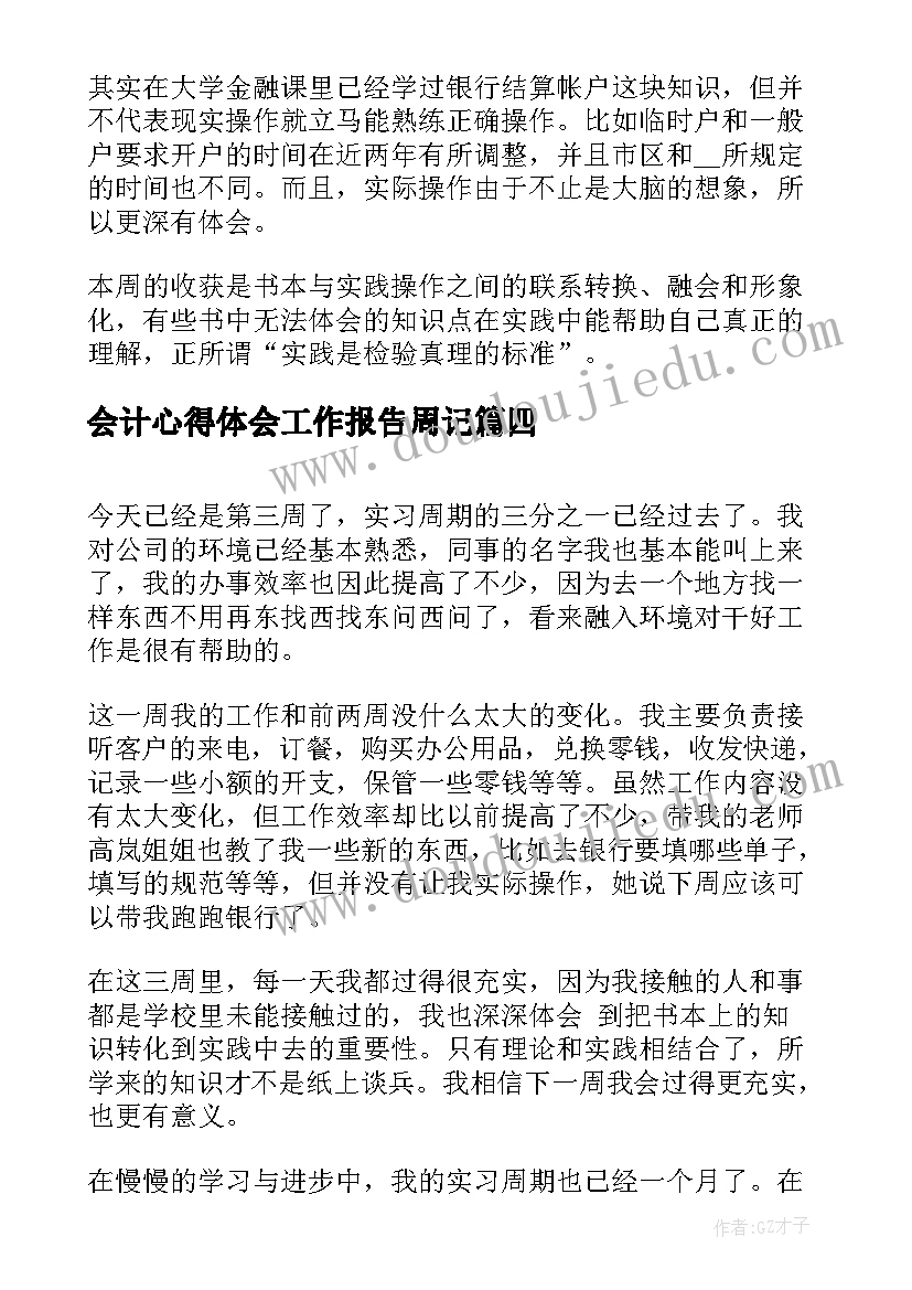 2023年会计心得体会工作报告周记(优秀5篇)