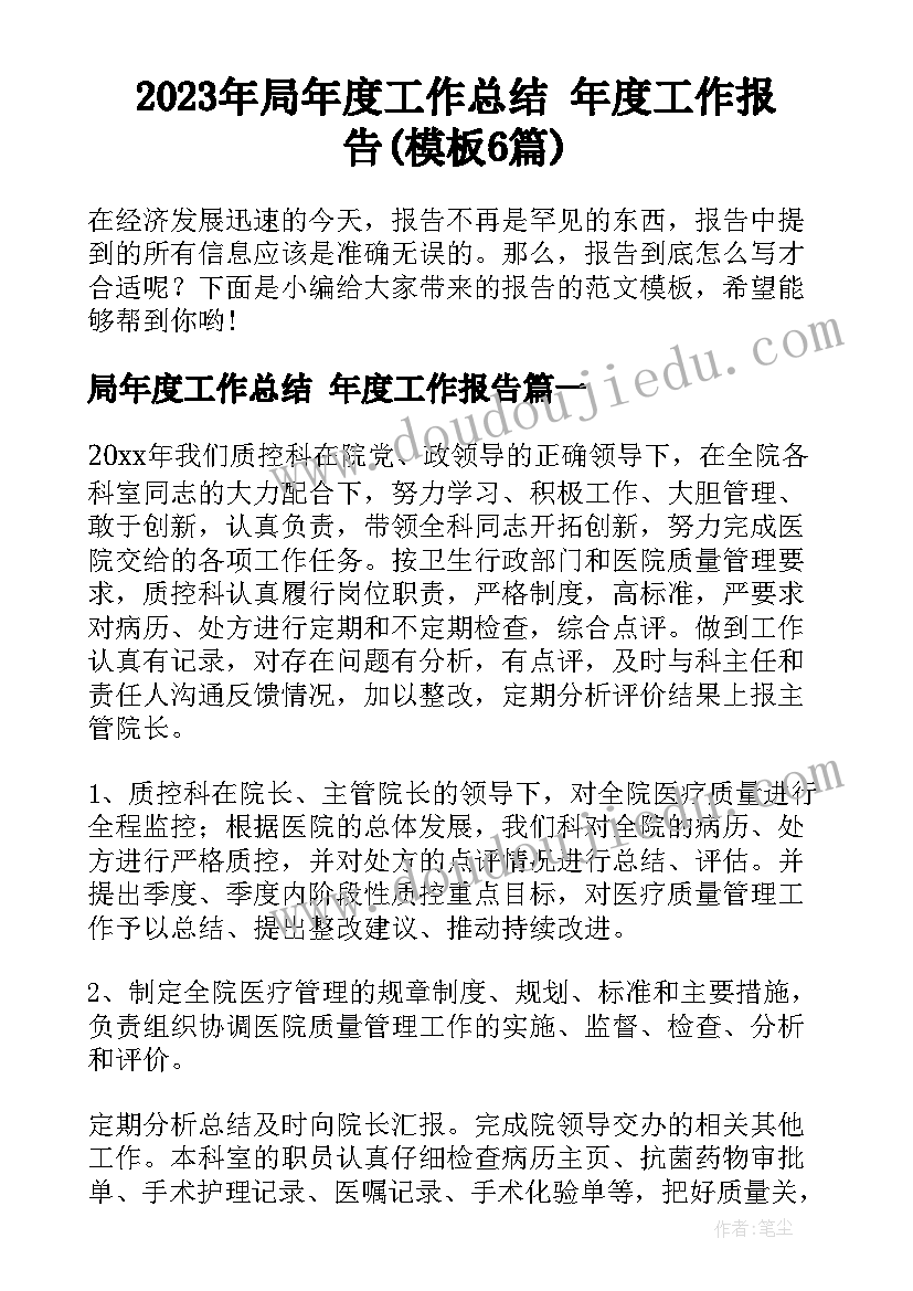 2023年局年度工作总结 年度工作报告(模板6篇)