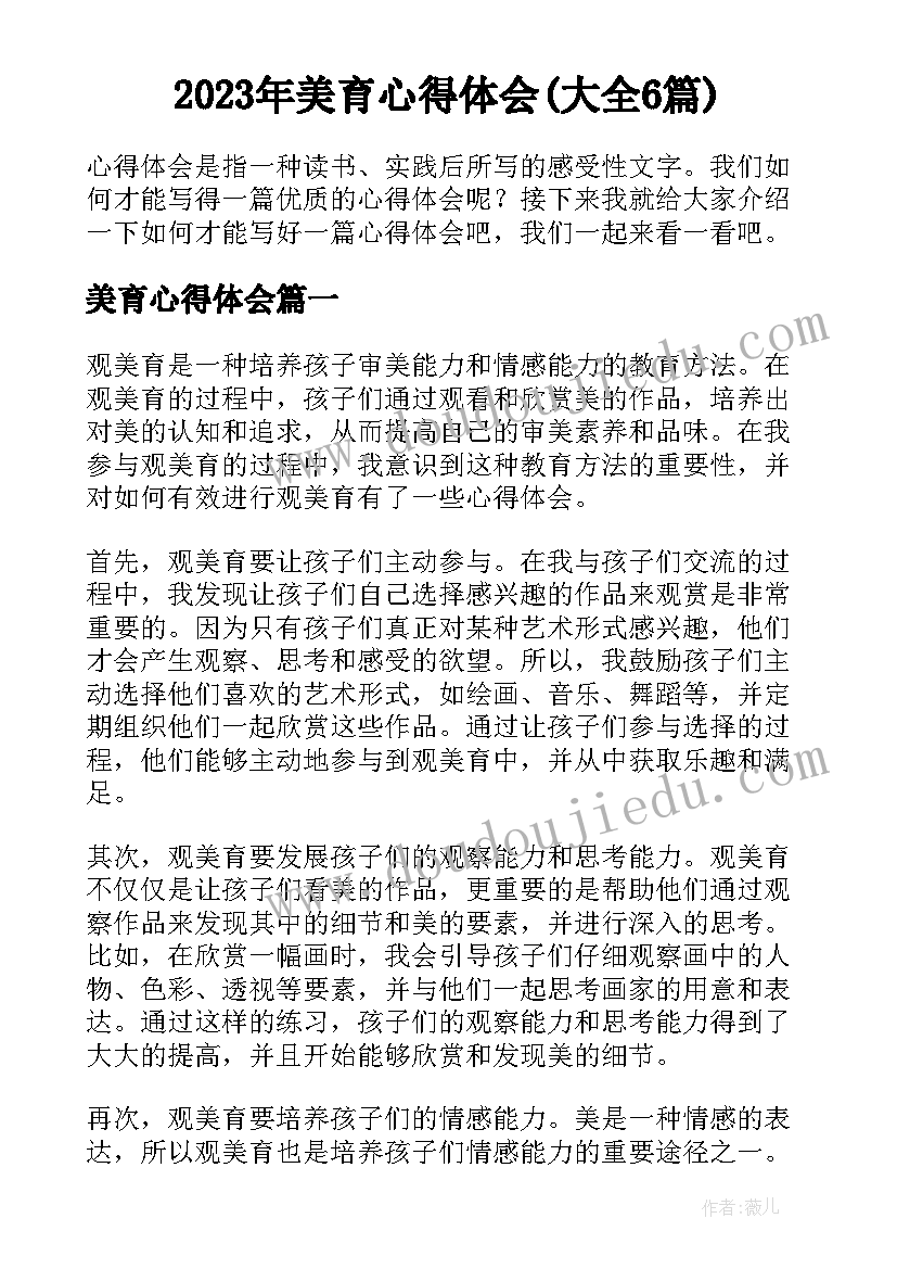 2023年美育心得体会(大全6篇)