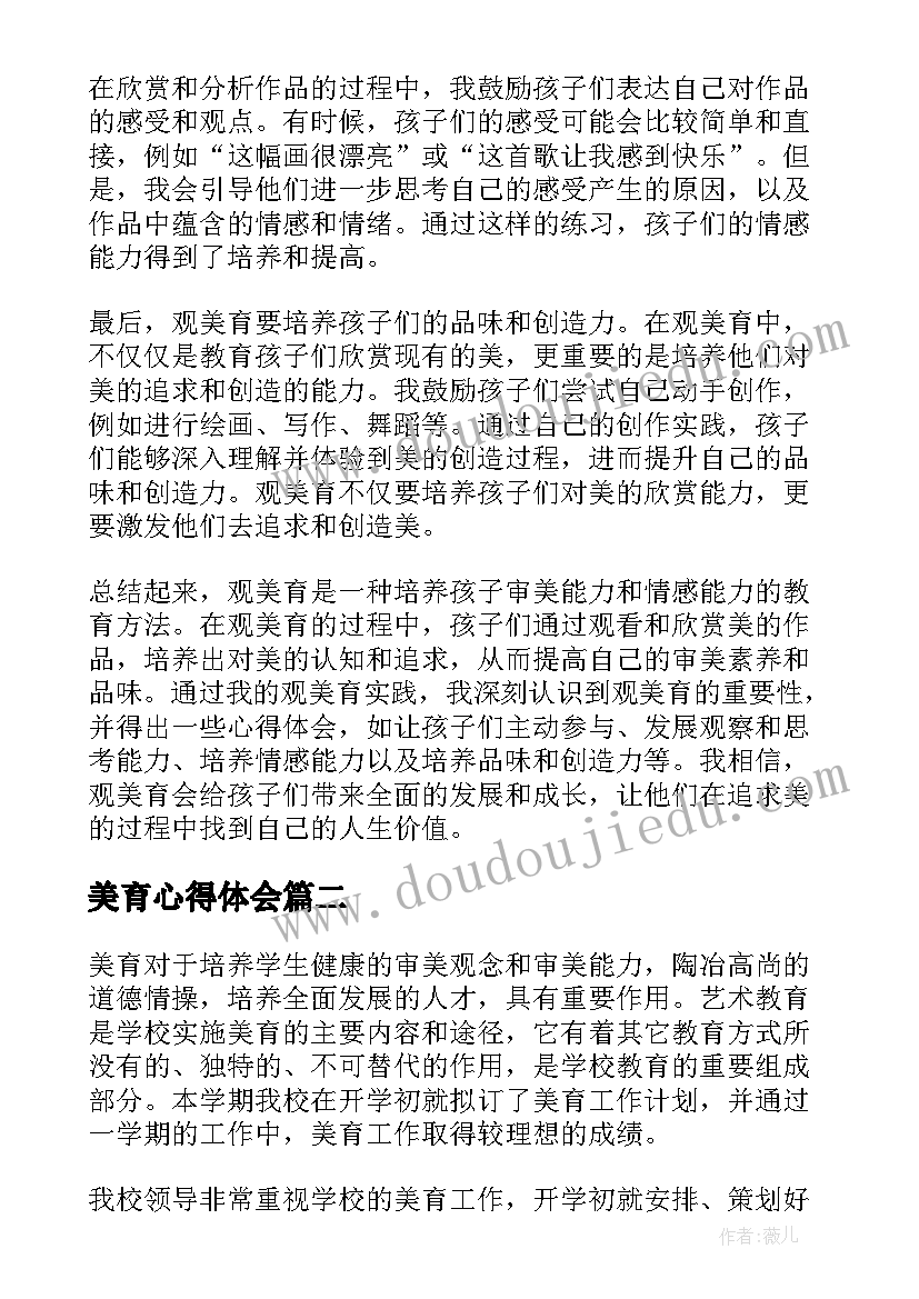 2023年美育心得体会(大全6篇)