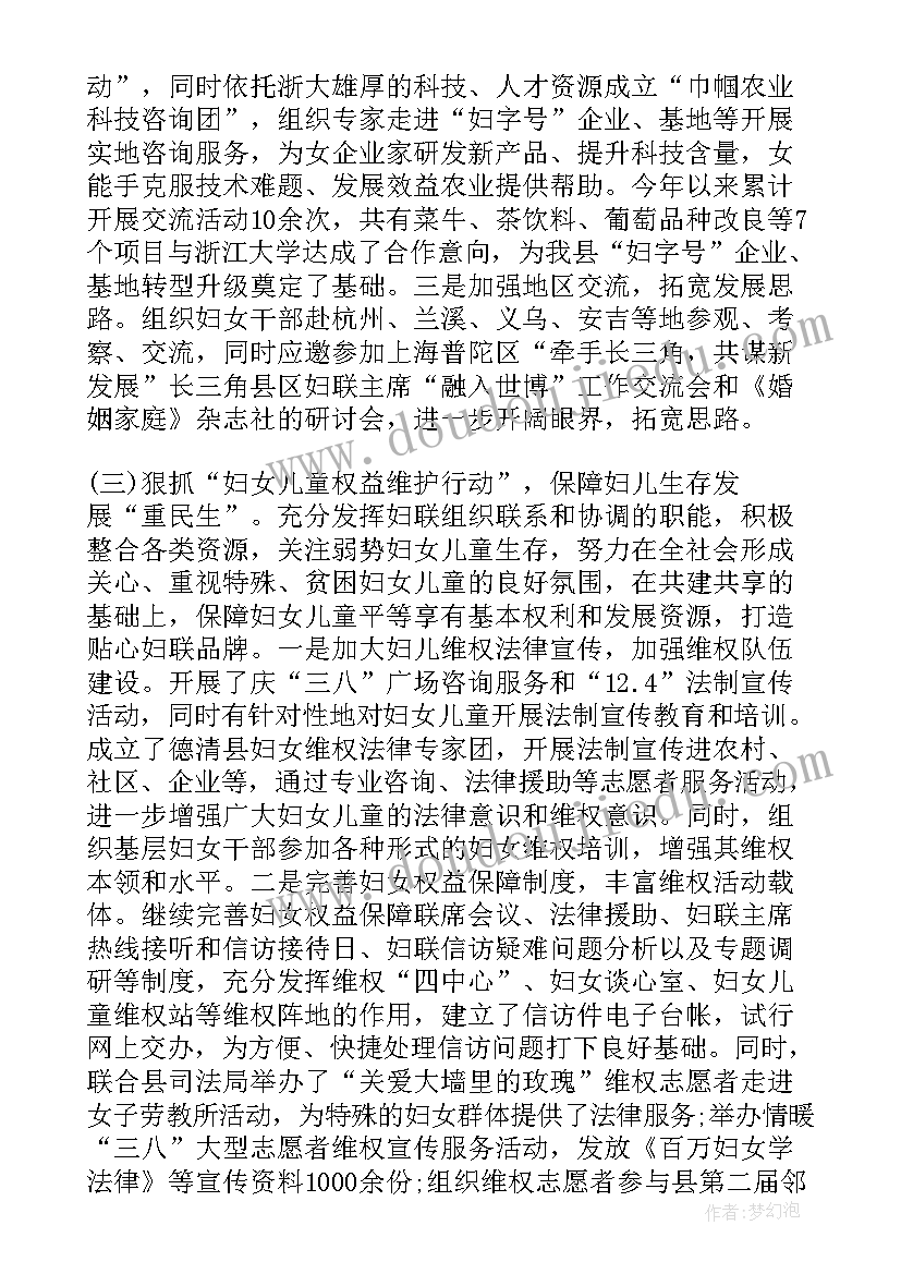 妇联执委报告(通用5篇)