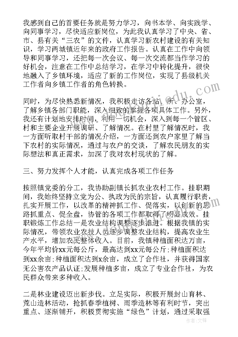 乡镇挂职工作报告总结发言 乡镇挂职锻炼工作总结(通用8篇)