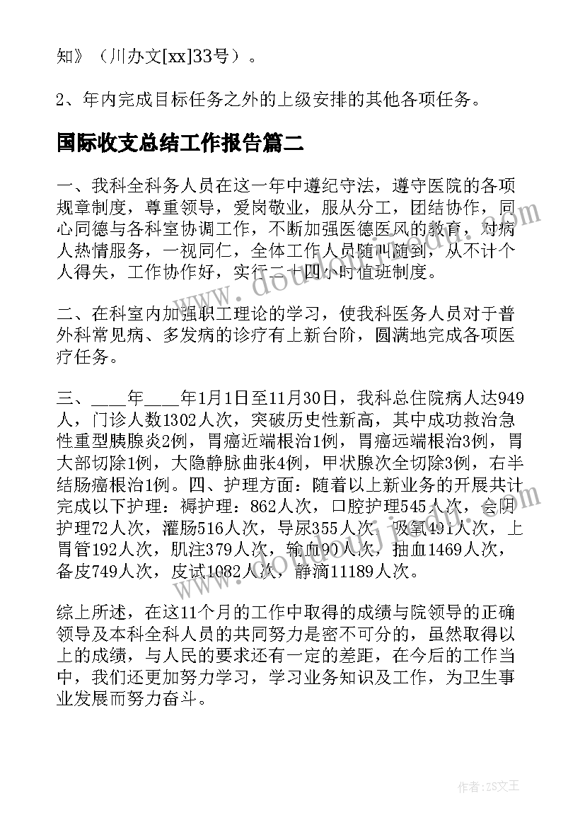 国际收支总结工作报告 工作报告总结(通用7篇)