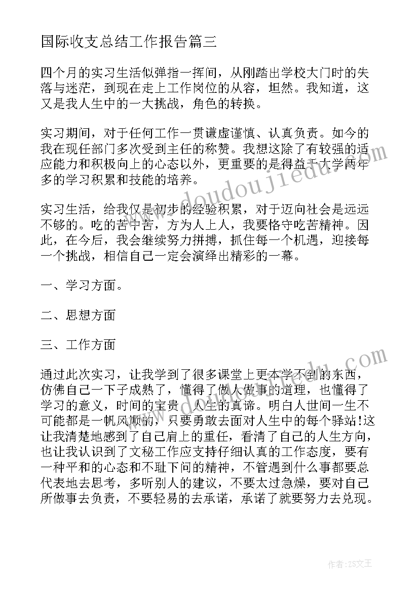 国际收支总结工作报告 工作报告总结(通用7篇)