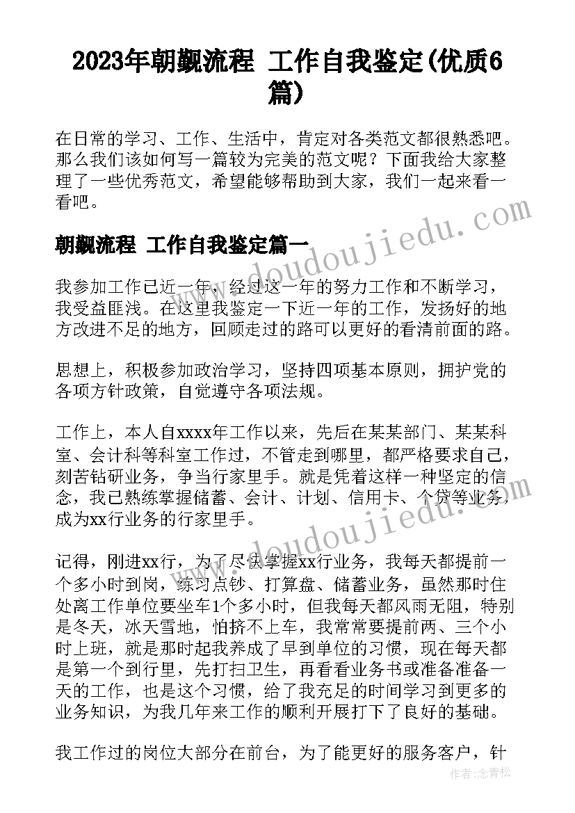 2023年朝觐流程 工作自我鉴定(优质6篇)