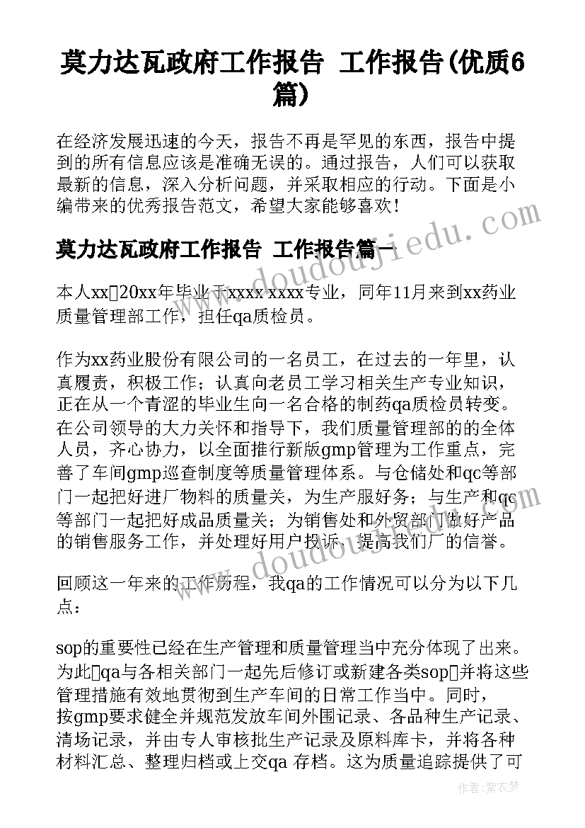 莫力达瓦政府工作报告 工作报告(优质6篇)