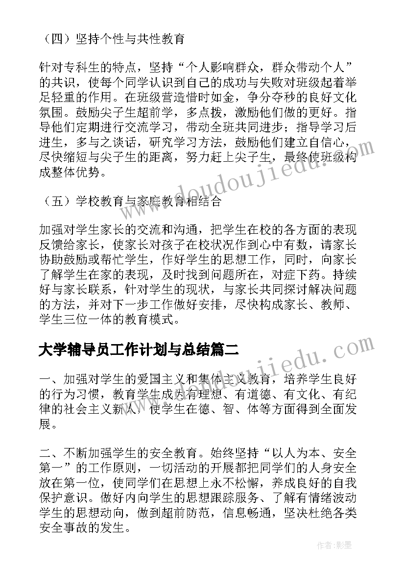 最新大学辅导员工作计划与总结 大学辅导员工作计划(模板5篇)