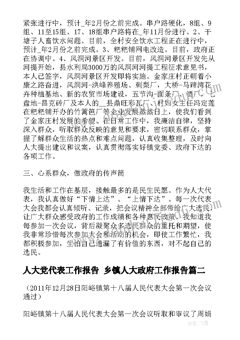 人大党代表工作报告 乡镇人大政府工作报告(实用5篇)