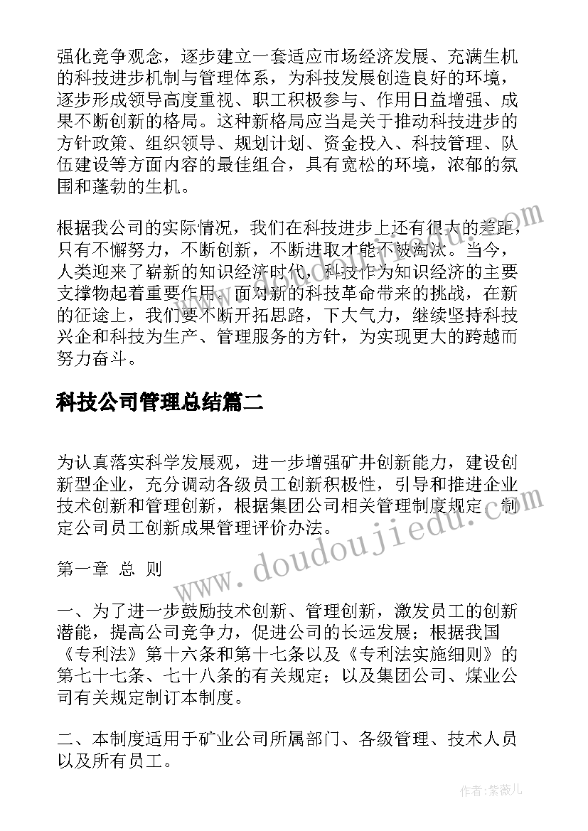 2023年科技公司管理总结(模板9篇)