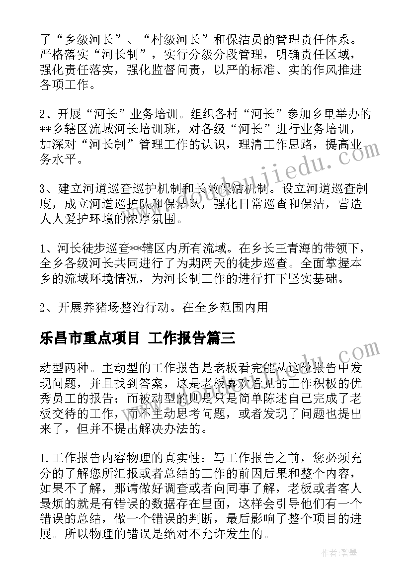 2023年乐昌市重点项目 工作报告(优秀5篇)