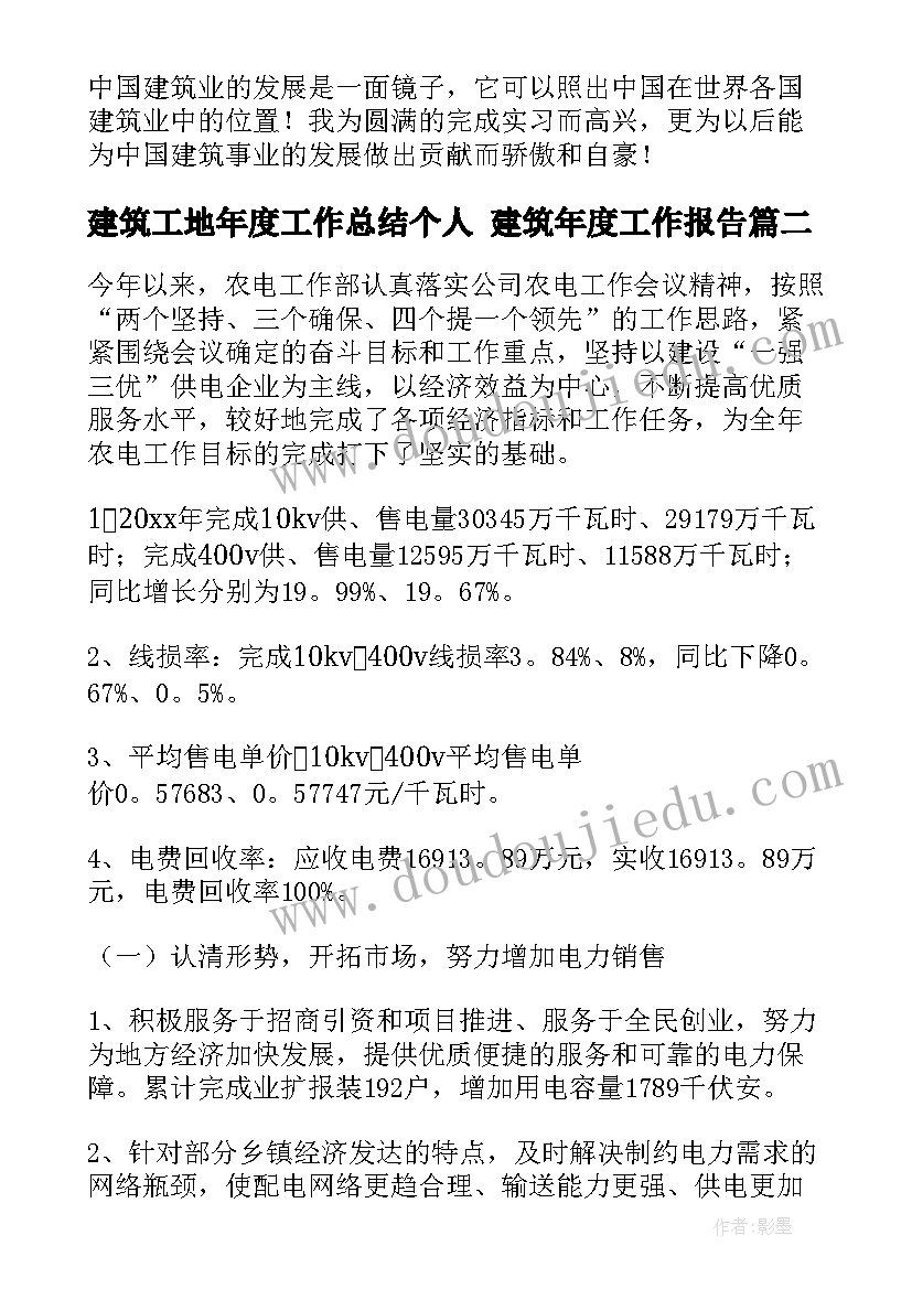 2023年建筑工地年度工作总结个人 建筑年度工作报告(模板5篇)