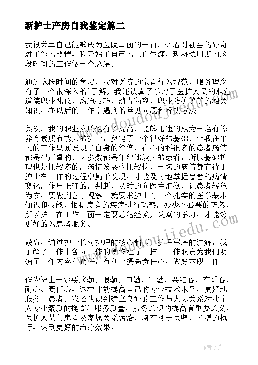 新护士产房自我鉴定 护士转正自我鉴定书(优质10篇)