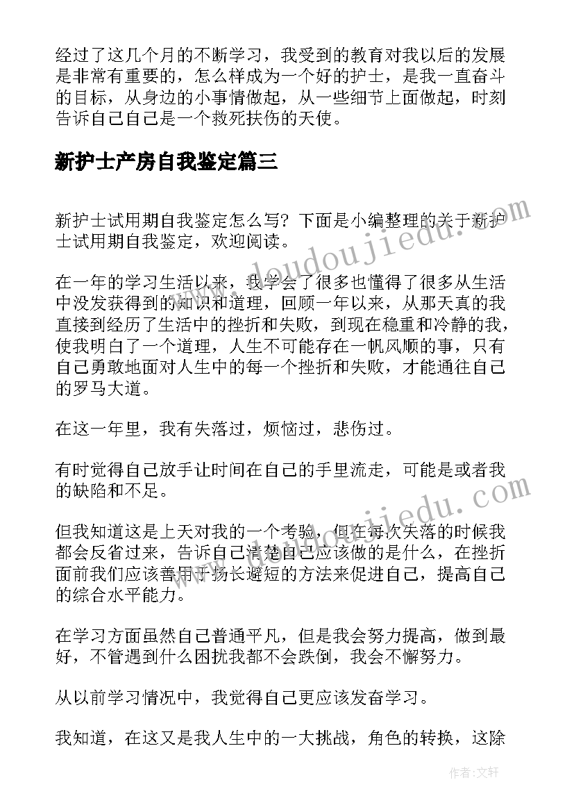 新护士产房自我鉴定 护士转正自我鉴定书(优质10篇)