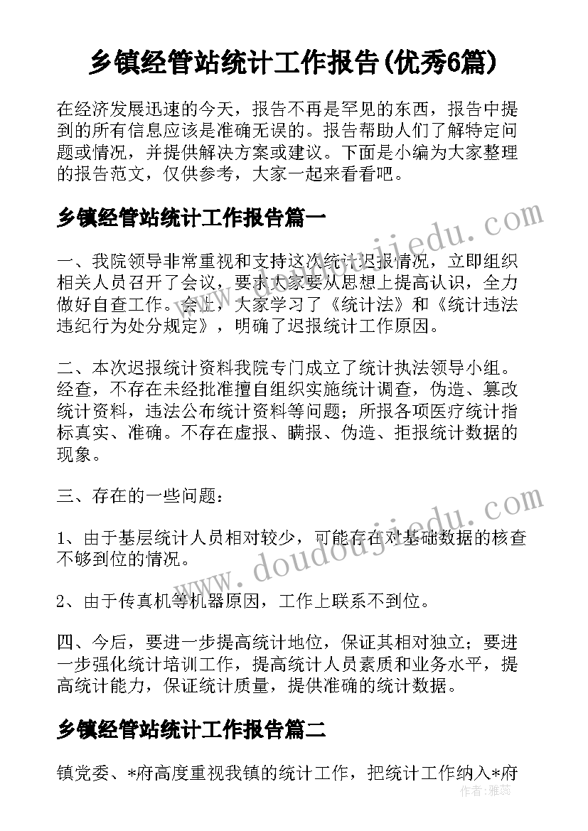 乡镇经管站统计工作报告(优秀6篇)