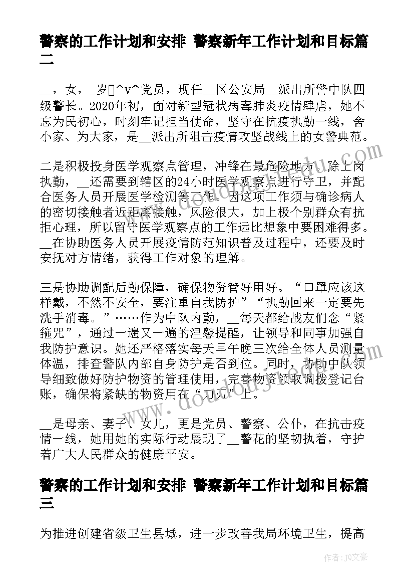 2023年警察的工作计划和安排 警察新年工作计划和目标(汇总10篇)