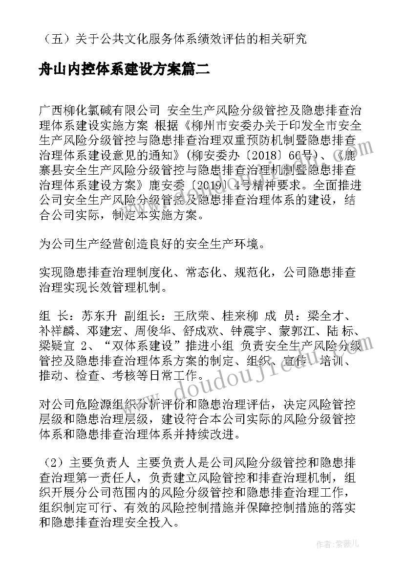 舟山内控体系建设方案(优质6篇)