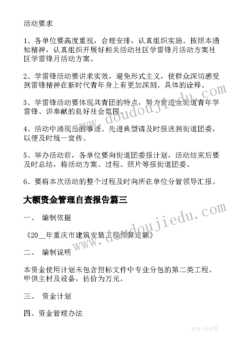 2023年大额资金管理自查报告(汇总5篇)