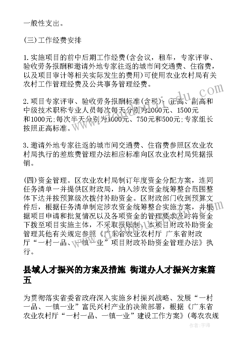 县域人才振兴的方案及措施 街道办人才振兴方案(优秀5篇)