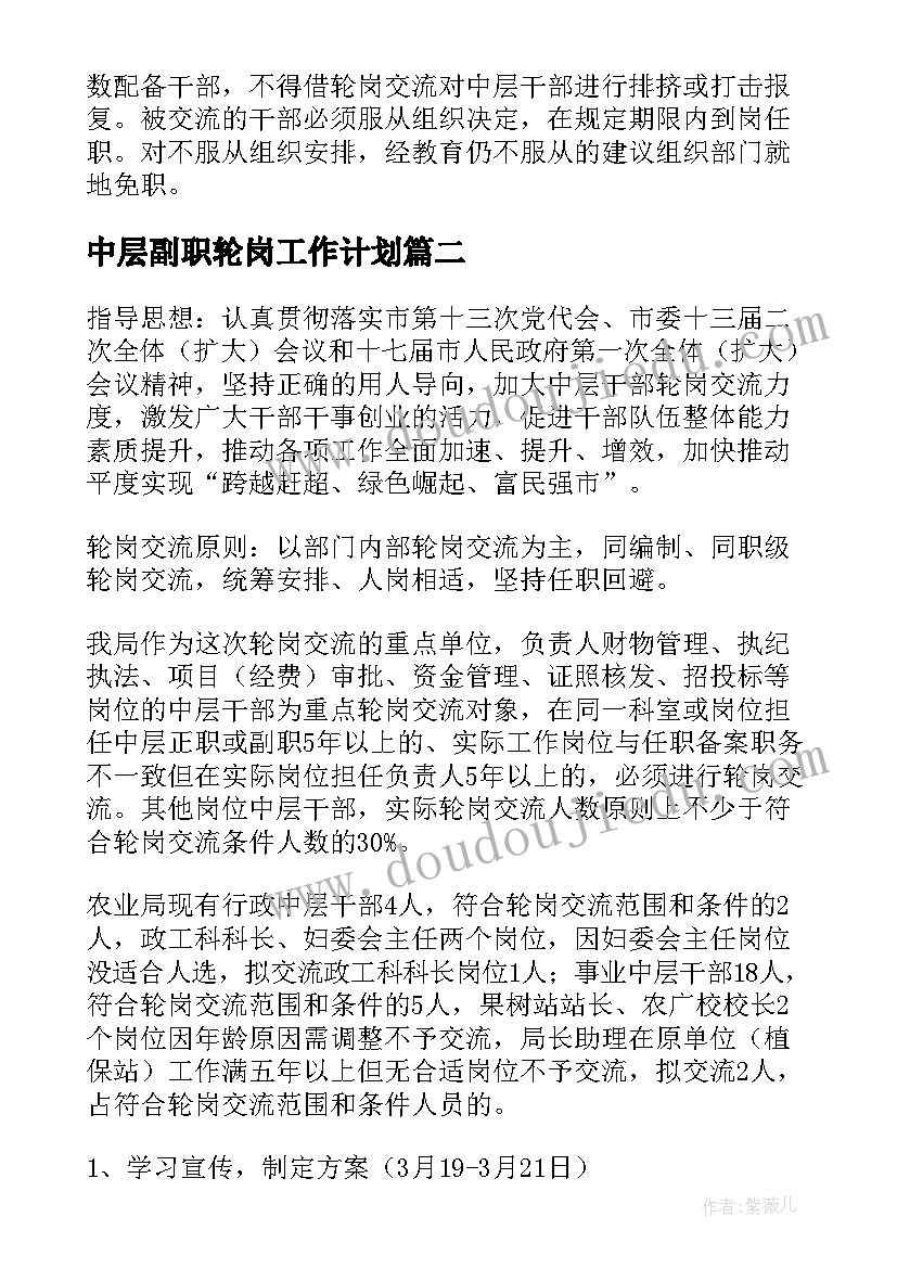 2023年中层副职轮岗工作计划(通用5篇)