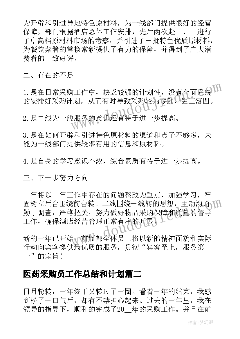 2023年医药采购员工作总结和计划(汇总10篇)