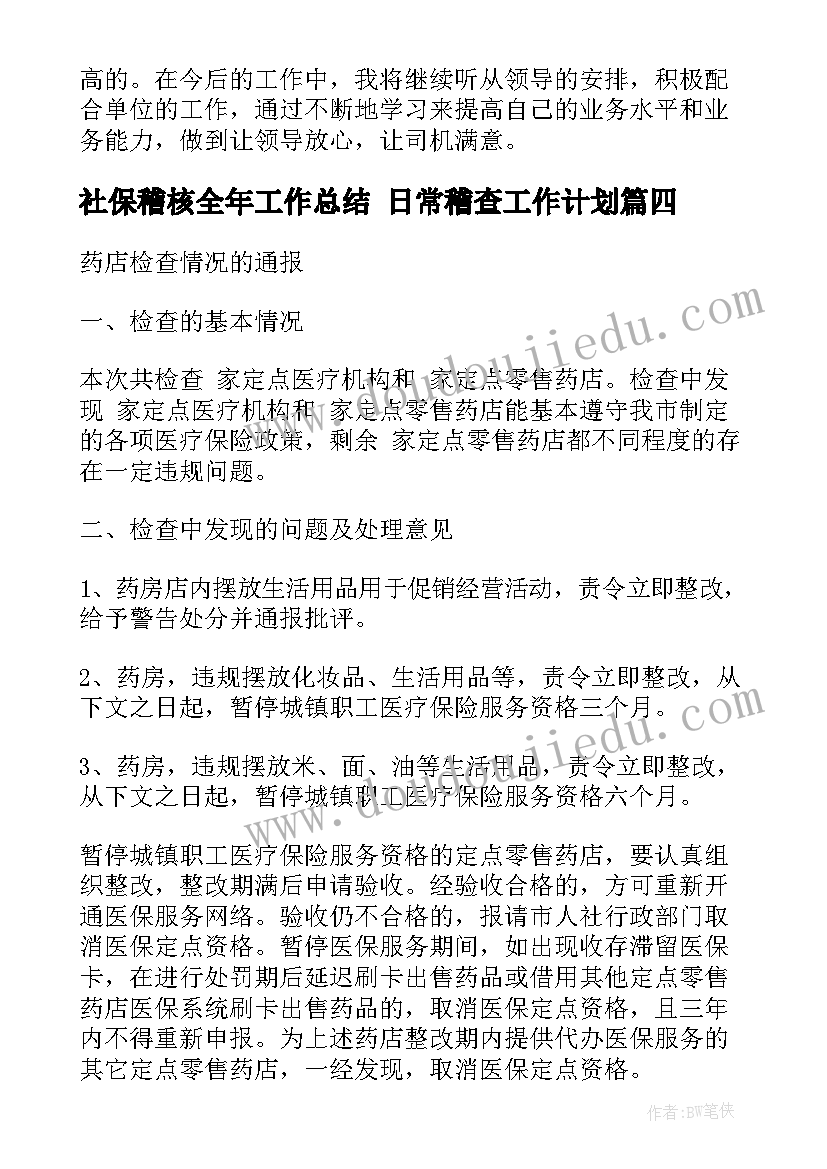 2023年社保稽核全年工作总结 日常稽查工作计划(模板9篇)