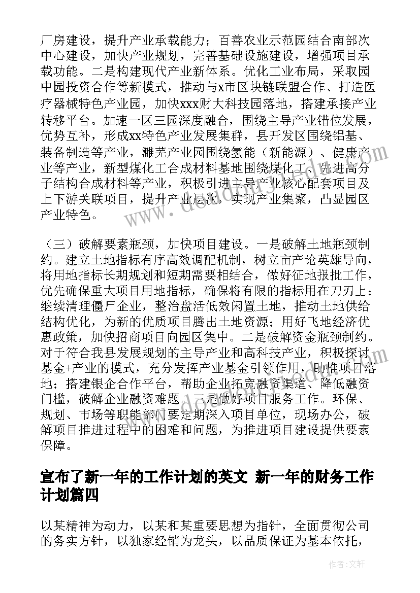 2023年宣布了新一年的工作计划的英文 新一年的财务工作计划(实用9篇)